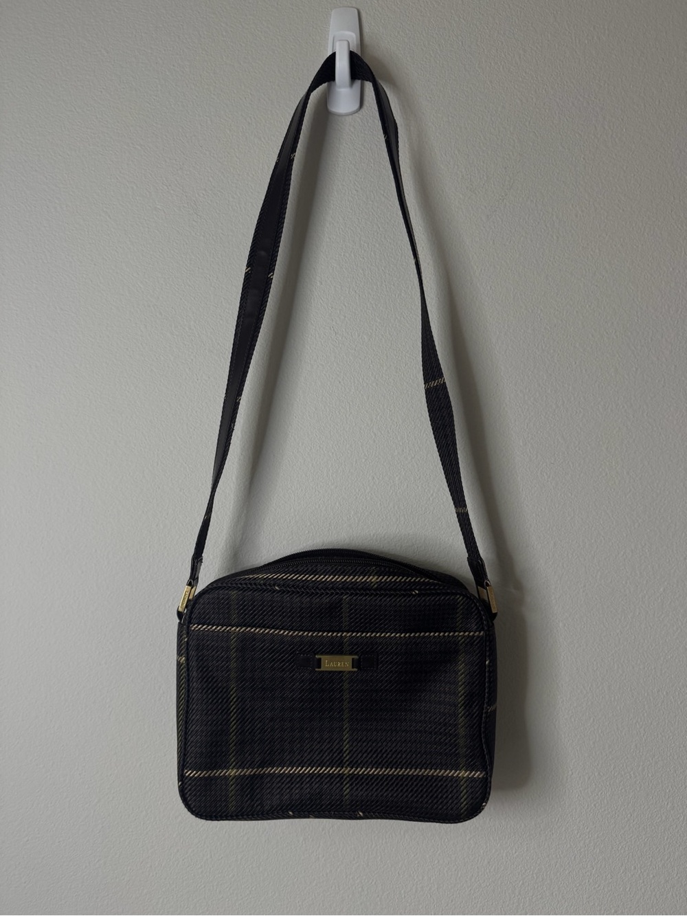 Lauren Ralph Lauren Plaid Crossbody Bag Brown Tartan Shoulder Purse Vintage - Picture 6 of 6